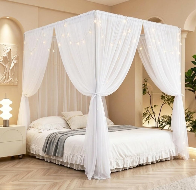Princess Canopy Bed Curtains Set with Star Light