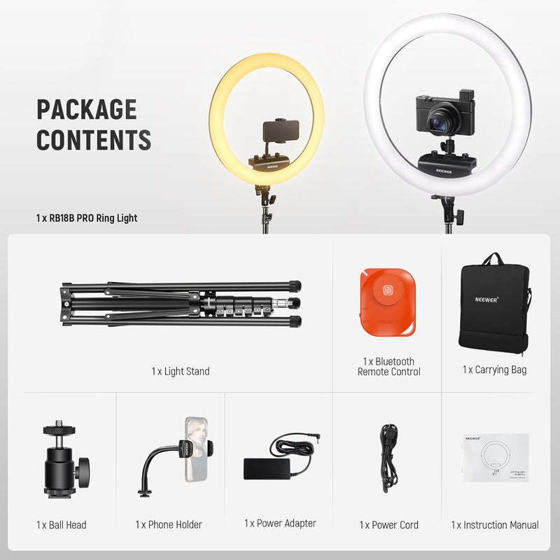 Professional 18 Inch Ring Light with Tripod Stand