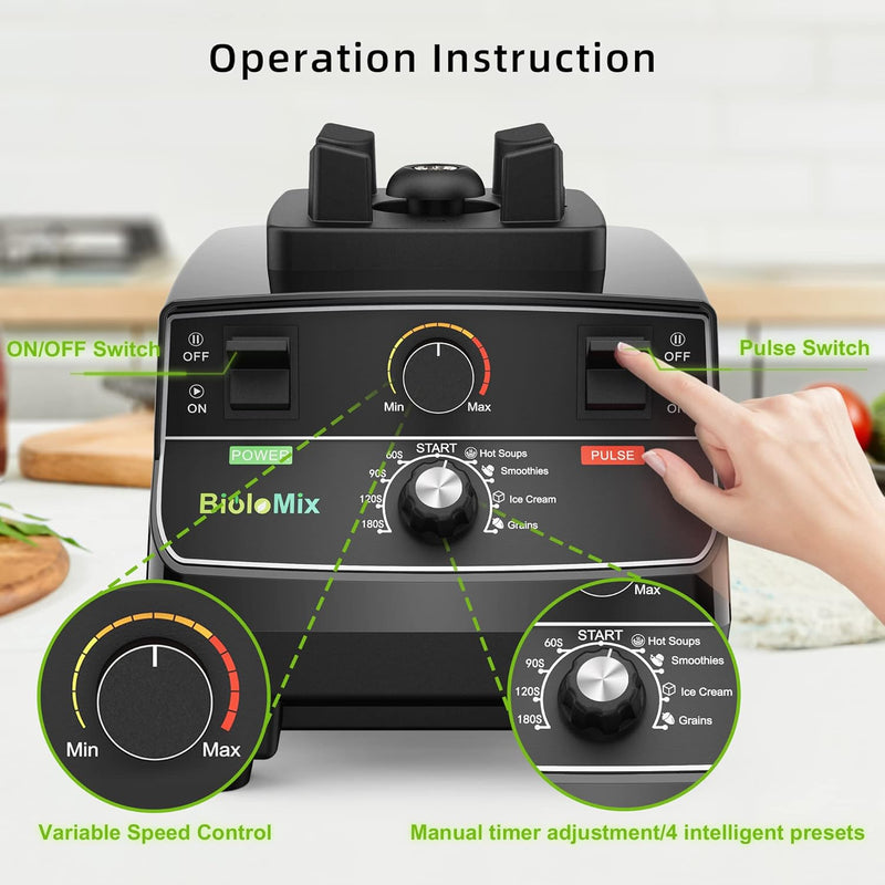 Professional Blender 2200W Smoothie Maker 4 Preset Smart