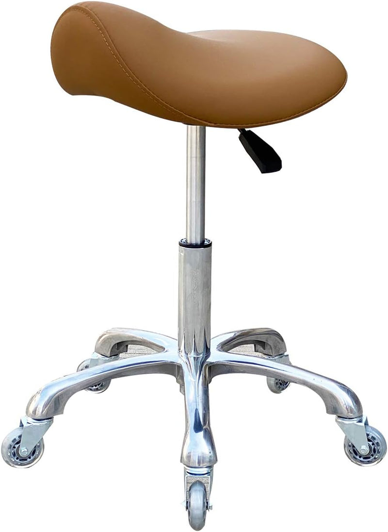 Professional Saddle Stool with Wheels Ergonomic Swivel Height