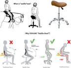 Professional Saddle Stool with Wheels Ergonomic Swivel Height