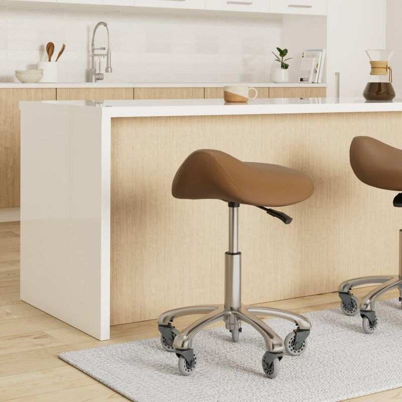 Professional Saddle Stool with Wheels Ergonomic Swivel Height