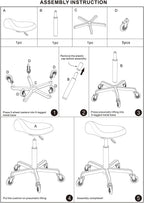 Professional Saddle Stool with Wheels Ergonomic Swivel Height