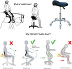 Professional Saddle Stool with Wheels Ergonomic Swivel Rolling