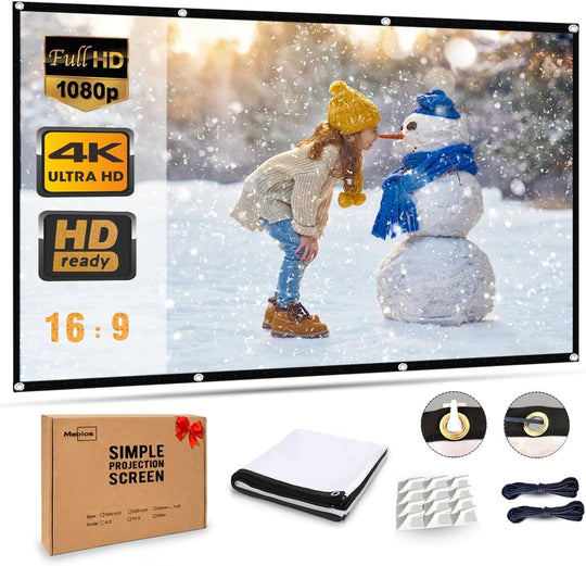 Projector Screen 100 Inch 16:9 HD 4K Wrinkle-Free