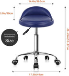 PU Leather Round Rolling Stool with Back Rest