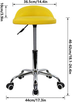 PU Leather Round Rolling Stool with Back Rest