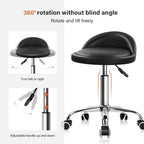 PU Leather Round Rolling Stool with Back Rest