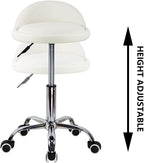 PU Leather Round Rolling Stool with Back Rest