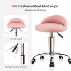 PU Leather Round Rolling Stool with Back Rest