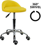 PU Leather Round Rolling Stool with Back Rest