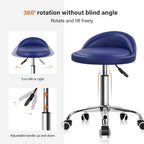 PU Leather Round Rolling Stool with Back Rest