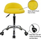 PU Leather Round Rolling Stool with Back Rest
