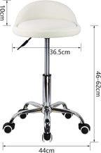 PU Leather Round Rolling Stool with Back Rest