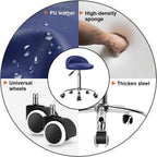 PU Leather Round Rolling Stool with Back Rest