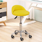 PU Leather Round Rolling Stool with Back Rest