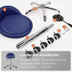 PU Leather Round Rolling Stool with Back Rest