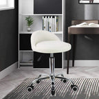 PU Leather Round Rolling Stool with Back Rest