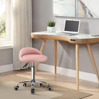 PU Leather Round Rolling Stool with Back Rest