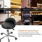 PU Leather Round Rolling Stool with Back Rest