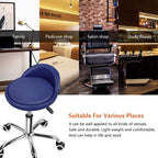 PU Leather Round Rolling Stool with Back Rest