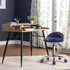 PU Leather Round Rolling Stool with Back Rest