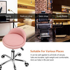 PU Leather Round Rolling Stool with Back Rest