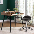 PU Leather Round Rolling Stool with Back Rest