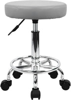 PU Leather Round Rolling Stool with Foot Rest