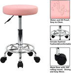 PU Leather Round Rolling Stool with Foot Rest