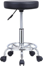PU Leather Round Rolling Stool with Foot Rest