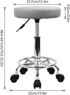 PU Leather Round Rolling Stool with Foot Rest