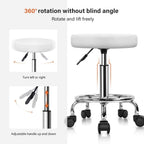 PU Leather Round Rolling Stool with Foot Rest