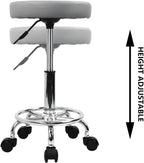 PU Leather Round Rolling Stool with Foot Rest