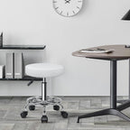 PU Leather Round Rolling Stool with Foot Rest