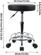 PU Leather Round Rolling Stool with Foot Rest
