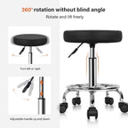 PU Leather Round Rolling Stool with Foot Rest