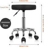 PU Leather Round Rolling Stool with Foot Rest