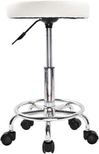 PU Leather Round Rolling Stool with Foot Rest