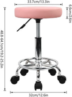 PU Leather Round Rolling Stool with Foot Rest