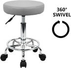 PU Leather Round Rolling Stool with Foot Rest