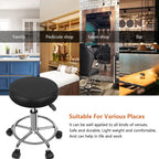 PU Leather Round Rolling Stool with Foot Rest