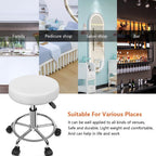 PU Leather Round Rolling Stool with Foot Rest