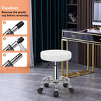 PU Leather Round Rolling Stool with Foot Rest