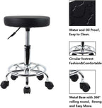 PU Leather Round Rolling Stool with Foot Rest