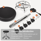 PU Leather Round Rolling Stool with Foot Rest