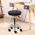 PU Leather Round Rolling Stool with Foot Rest