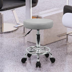 PU Leather Round Rolling Stool with Foot Rest