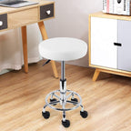 PU Leather Round Rolling Stool with Foot Rest