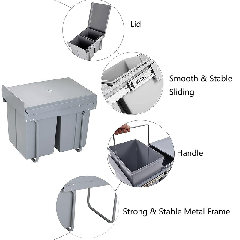 Pull Out Kitchen Bin 40L Under Sink Bins